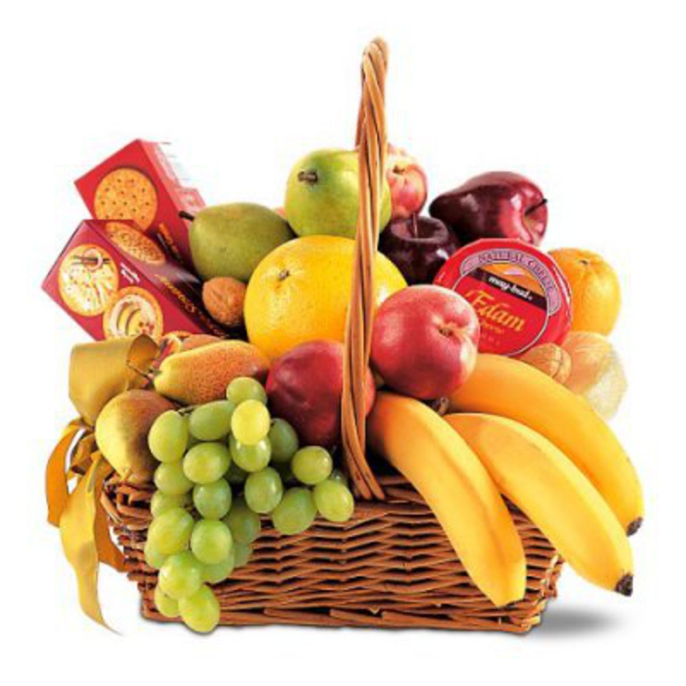 Корзина с фруктами и едой
