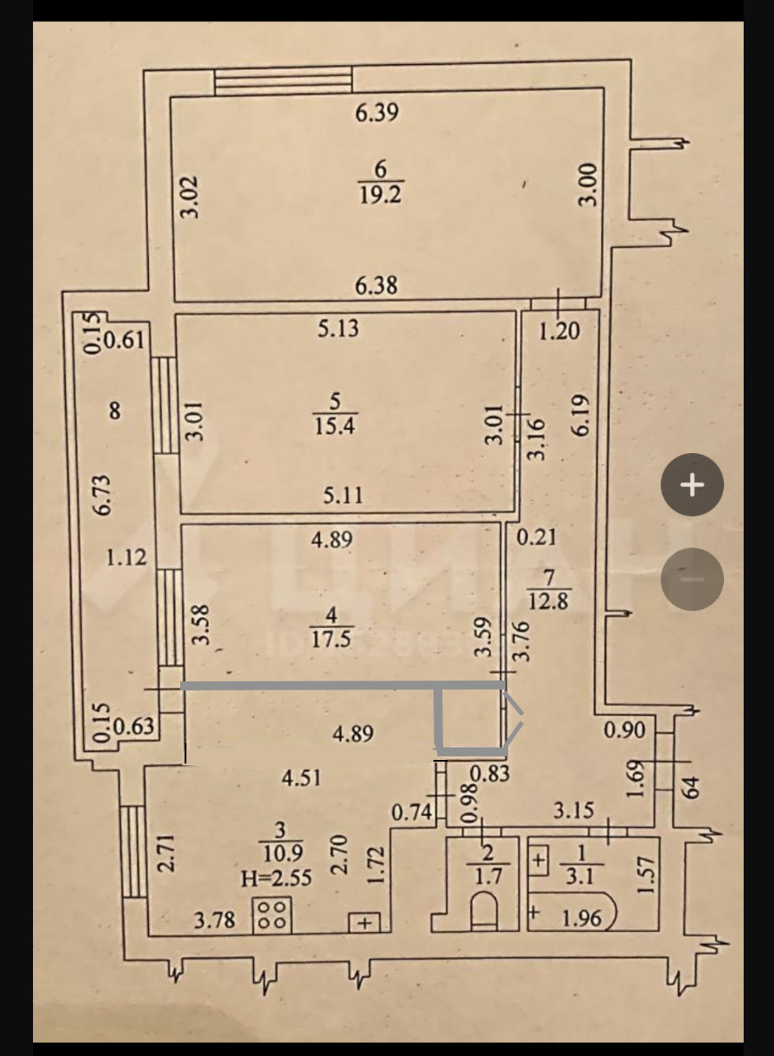 План комнаты 3 на 3