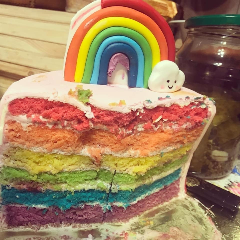 Торт с разноцветными коржами рецепт с фото пошагово