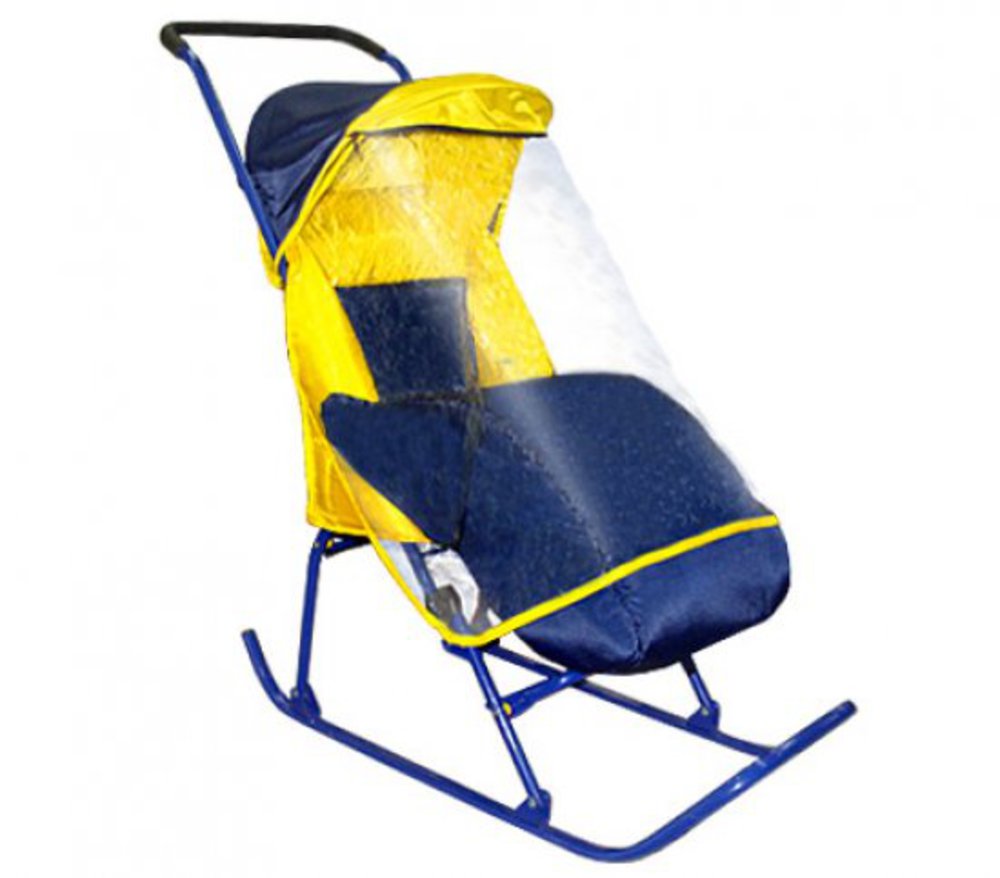 Санки складные деми. Полозья круглые. Санки желтые. Санки коляска желтая. Санки детские морозко с ручкой-толкателем.