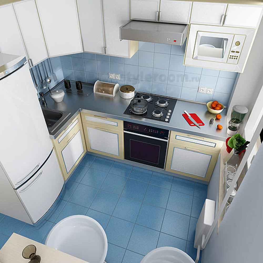Дизайн кухни 6 метров с холодильником фото