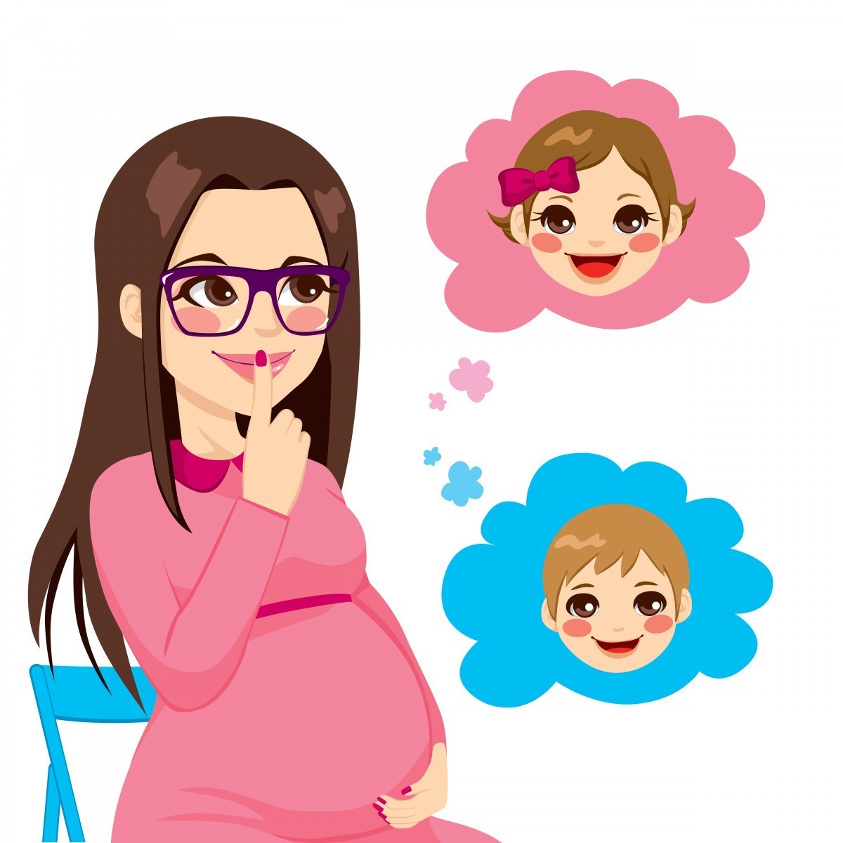 Беременная с ребенком нарисованные